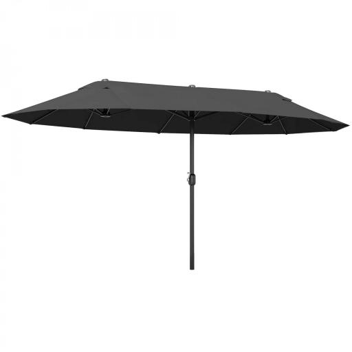 Sombrilla Doble para Jardín 455x265x238 cm Parasol Grande con Manivela Manual Protección Solar Color Negro [7]