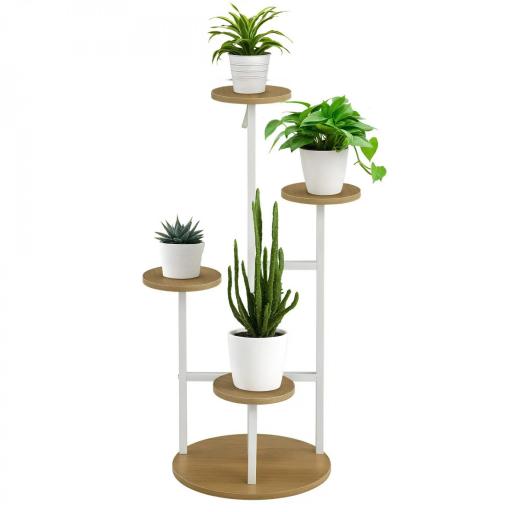 Soporte para Plantas de 4 Niveles Estantería para Macetas para Interior y Exterior 40x40x95,5 cm Natural [10]