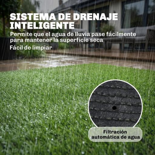 Césped Sintético 1m x 4m Alfombra Césped Artificial con Altura de Hierba 10 mm Drenaje Automático Verde [4]