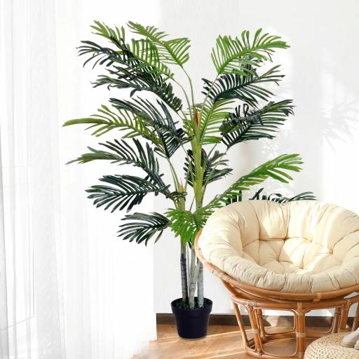 Planta Artificial Palmera 150 cm con Maceta y Musgo para Decoración Interior Salón Oficina Ø18x150 cm Verde