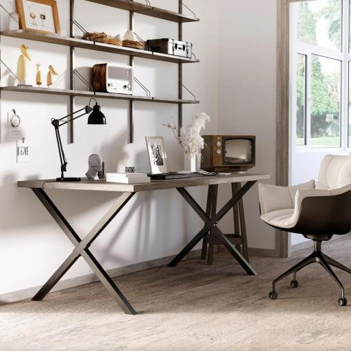 Conjunto de 2 Patas para Mesa Estilo Industrial 80x72 cm en Forma de X Patas de Muebles de Acero para Soporte con Protectores Tornillos de Montaje Incluidos Negro [1]