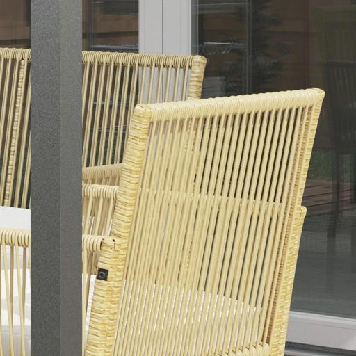 Juego de 4 Piezas Muebles de Terraza con 1 Sofá de 2 Plazas 2 Sillones y 1 Mesa de Centro con Encimera de Cristal Beige [6]