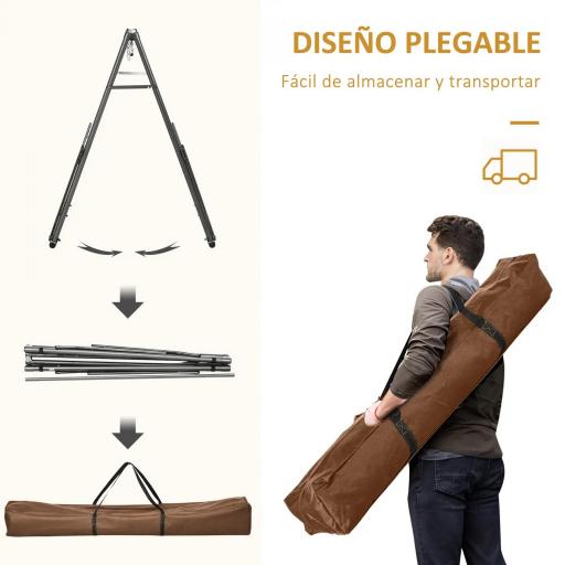 Hamaca con Soporte Plegable 2 en 1 Tendedero con Barra Estructura de Acero para Jardín 270x100x94 cm Multicolor [3]