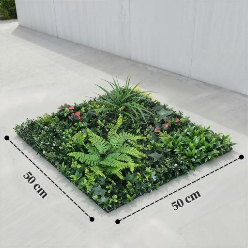 Set de 6 Setos Artificiales Ocultación Jardín 50x50 cm Tipo Milán Fácil Montaje Anti-UV para Terraza Balcón Verde [1]