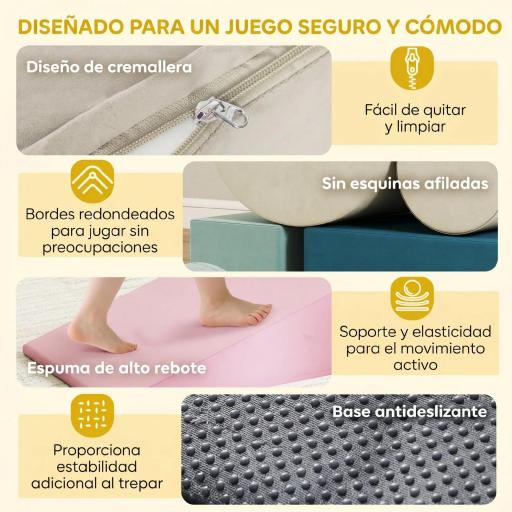 Juego de 5 Bloques de Espuma para Niños Bloques de Psicomotricidad Infantil con Base Antideslizante Funda Extraíble [5]
