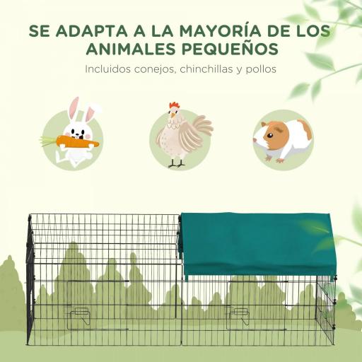 Jaula para Animales Pequeños de Acero con Puertas y Tela Superior para Conejos Chinchillas Gallinas 185x75x75 cm Verde [6]