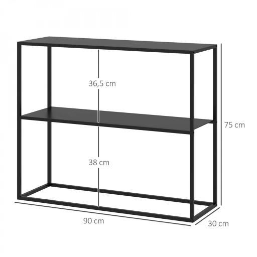 Mesa Consola de Estilo Industrial Mueble de Recibidor Elegante para Pasillo Carga 20 kg 90x30x75cm Negro [1]