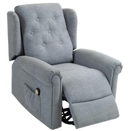 Sillón Relax Reclinable Eléctrico Levanta Personas con Respaldo Alto Capitoné Control Remoto Gris [8]