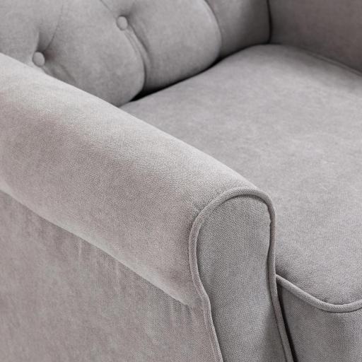 Sillón de Salón con Reposacabezas y Patas de Madera Butaca Carga 160 kg para Dormitorio Oficina Sala de Estar Gris [6]