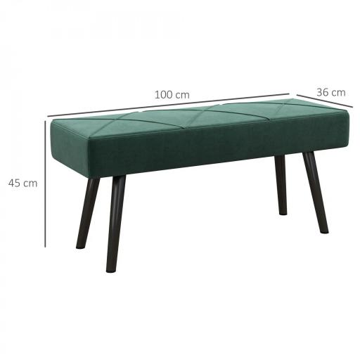 Taburete Pie de Cama Multifuncional con Pies de Acero y Asiento Acolchado para Entrada Pasillo 100x36x45 cm Verde [1]