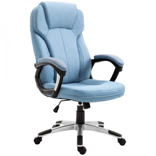 Silla de Oficina Giratoria Silla de Escritorio Ergonómica con Altura Ajustable Reposabrazos y Respaldo Alto Tapizado en Lino Ruedas 66x75x110-120 cm Azul Claro [2]