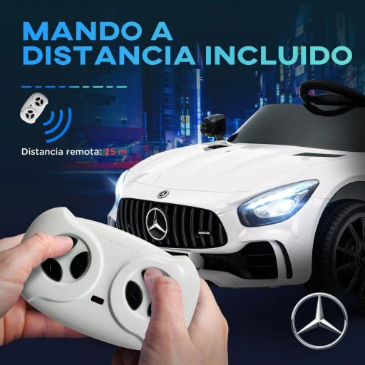 Coche Eléctrico para Niños de +3 Años Mercedes-Benz AMG GTR con Batería 12V Mando a Distancia Faros Bocina Música Blanco [7]