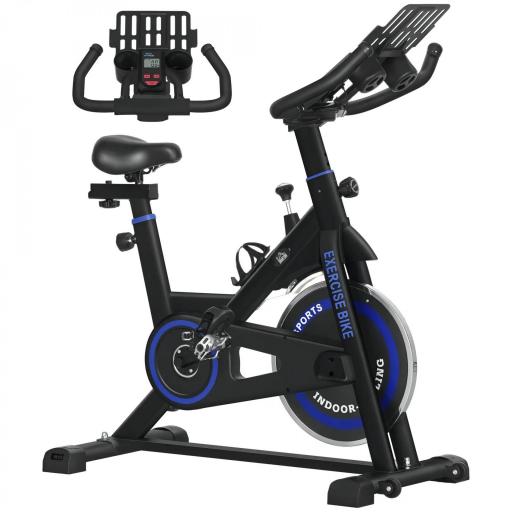 Bici Estática con Resistencia Regulable Volante de Inercia 8 kg Pantalla LCD Manillar y Asiento Ajustable Azul [9]