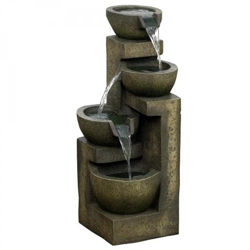 Fuente de Agua en Cascada de 4 Niveles 5W con Bomba de Agua y Salida de Agua Ajustable 25x24x60 cm Multicolor [6]