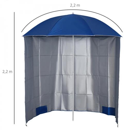 Parasol para Terraza con Panel Lateral Ø220x220 cm con Apertura Manual 8 Varillas de Acero y Bolsa de Transporte Azul [1]