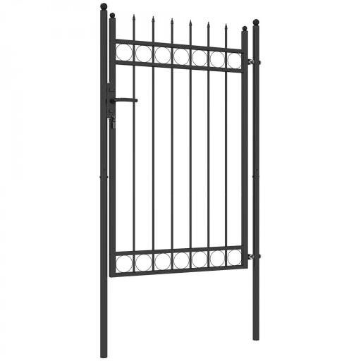 Puerta de Jardín Metálica con Cerradura y Llaves de Acero Galvanizado Resistente a la Intemperie 147,5x89 cm Negro [9]