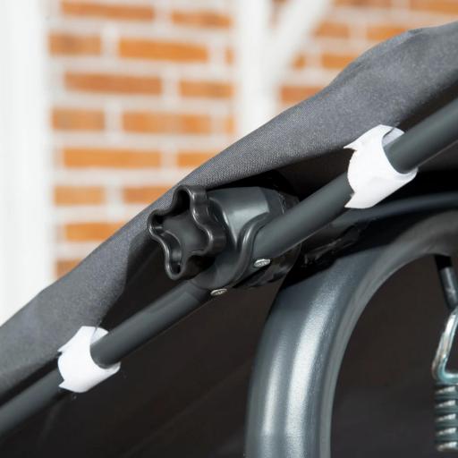 Columpio de Jardín de 3 Plazas con Toldo Ajustable Portavasos y Bandejas Carga 320 kg 204x112x150 cm Gris [6]