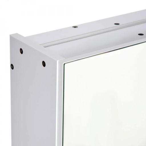 Armario de Baño con Espejo Luces LED Estantes Ajustables y USB Estilo Moderno 90x15x75 cm Blanco [6]