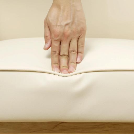 Sillón de Salón Tapizado en PU con Reposabrazos y Marco de Madera de Caucho para Dormitorio Carga 120 kg Crema [6]