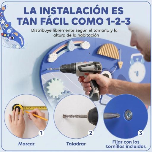 Tablero Sensorial Montessori Tema Ballena Busy Board Panel Sensorial Montessori 13 en 1 para Niños +2 Años Azul [5]