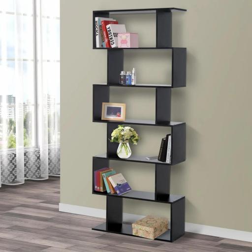 Estantería para Libros Moderna Librería con 6 Estantes para Comedor Salón Estudio 80x23x192 cm Negro [7]