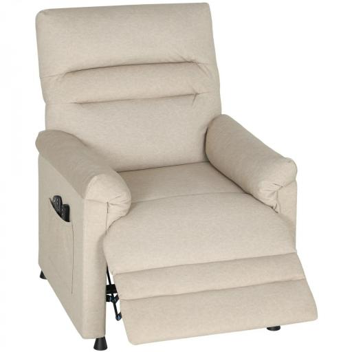 Sillón Relax Reclinable Eléctrico con Calor Lumbar Masaje Vibración Motor Silencioso Función de Memoria Beige [8]