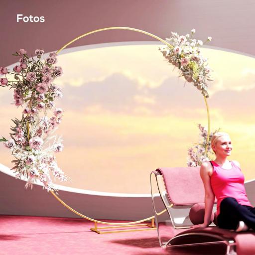 Arco de Jardín de Metal Redondo para Rosas Arco de Boda con Recubrimiento en Polvo para Decoración 230x28x234 cm Dorado [4]