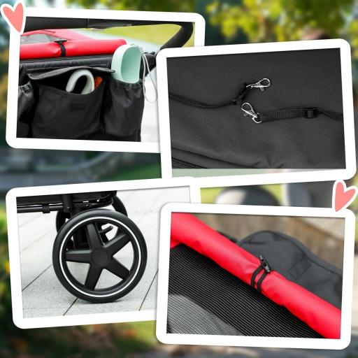 Cochecito para Perros Plegable Carrito para Mascotas con Ventanas de Malla Correas de Seguridad 112x65x100 cm Rojo [1]