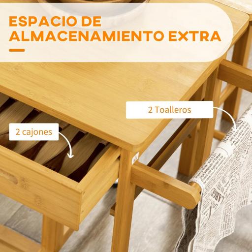 Juego de Mesa Alta de Bar y 2 Taburetes con Ruedas Mesa Plegable de Cocina con Taburetes 82,5x75,5x83,5 cm Marrón [4]