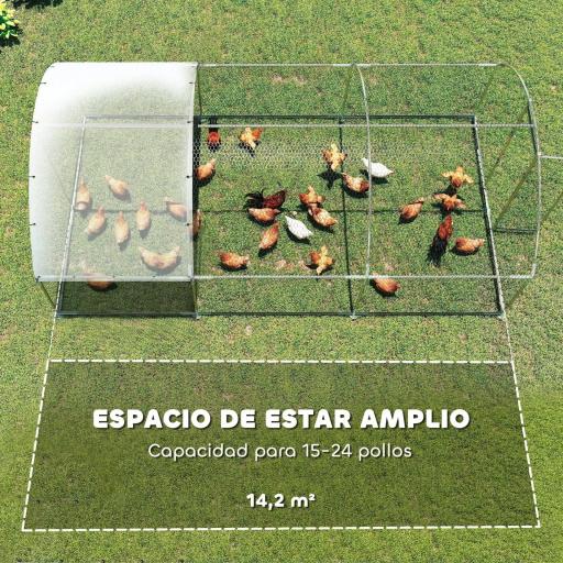Gallinero para Exterior 2,8x5,1x1,9 m Cubierta de Tela Oxford Anti-UV Impermeable Pestillos para 15-24 Gallinas Plata [2]