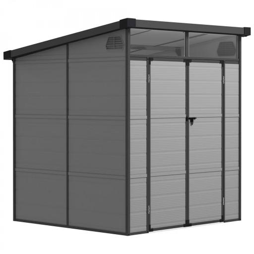 Caseta de Jardín Exterior 190x191x215 cm con Puerta Corredera Ventana y Ventilación para Almacenar Herramientas Gris [9]