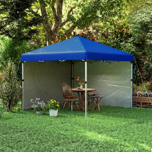 Carpa Plegable Pop-up 3x3 m con 2 Paredes Laterales Anti-UV Altura Ajustable Sacos de Arena y Bolsa de Transporte Azul [7]