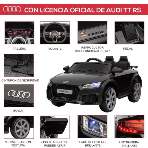 Coche Eléctrico para Niños de 3+ Años Audi TT Eléctrico Infantil 12V con Velocidad 3 km/h Mando a Distancia 102x60x44 cm [4]
