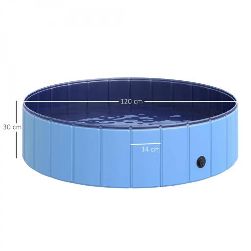 Piscina Plegable para Perros Gatos Ø120x30 cm Bañera Portátil para Mascotas PVC Antideslizante Múltiples Usos para Interiores y Exteriores Azul [2]