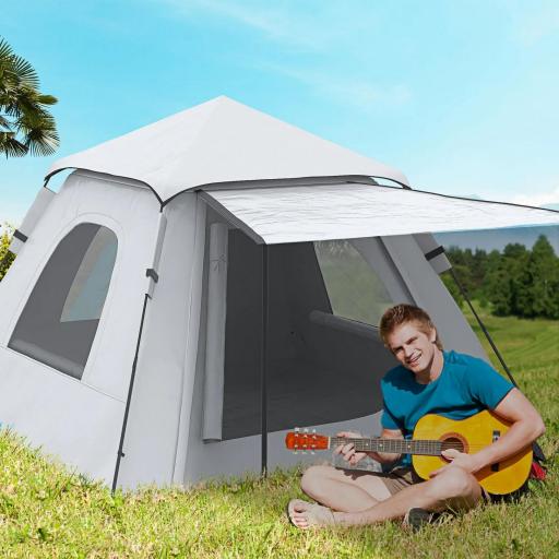 Tienda de Camping Pop-up para 2-3 Personas Impermeable 2000 mm con Bolsa de Trasporte 210x210x150 cm Plata
