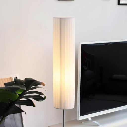 Lámpara de Pie Moderna para Dormitorio Estudio Salón (2 E27 Bombilla) Interruptor de y Bajo Consumo con Base de Acero Inoxidable 120 cm Blanco [6]