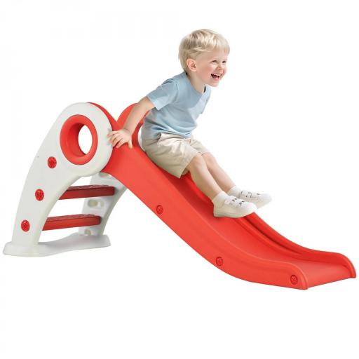 Tobogán Infantil de 18-36 Meses Tobogán para Niños Plegable con Escaleras Rampa Larga para Jardín Parque Interiores 120x50x56 cm Rojo [9]