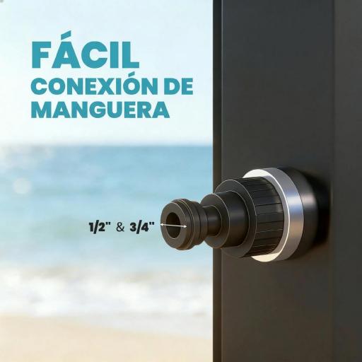 Ducha Solar Jardín 60L con Cabezal Ducha de Mano Grifo para Pies y Temperatura Ajustable Máx. 60 °C para Piscina Negro [6]