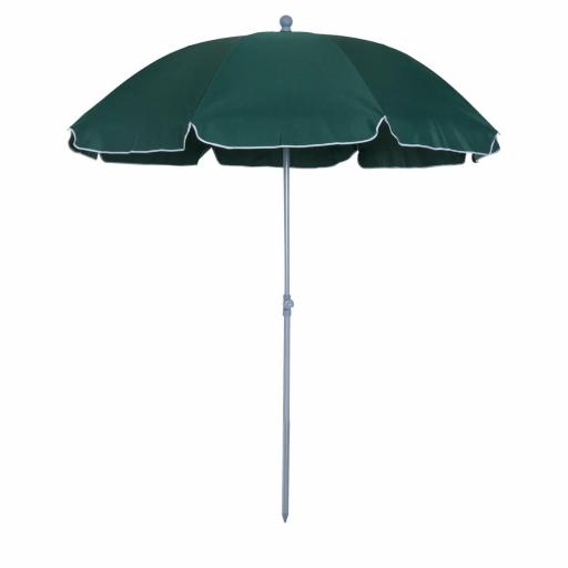 Sombrilla de Playa Diámetro de Ø202 cm con Techo Inclinable Poste Desmontable y Pincho Inferior para Jardín Verde [8]