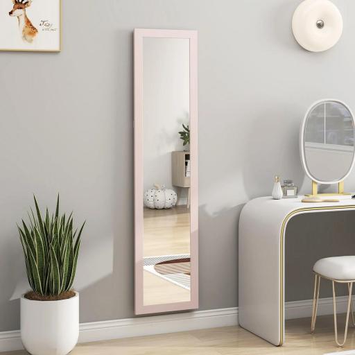 Espejo de Cuerpo Entero 157x37 cm con Marco de MDF Espejo de Pie Inclinado o Colgante Rosa Perla Claro [7]