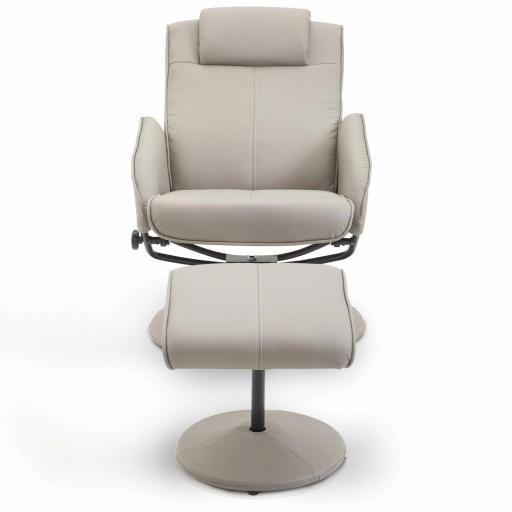 Sillón Relax Reclinable hasta 145° con Taburete Reposapiés Sillón de Salón Giratorio 360° Tapizado en PU y Estructura de Acero 78x67x98 cm Gris [5]