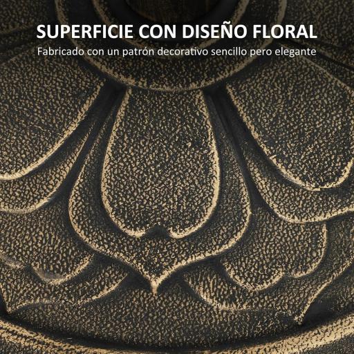 Base para Sombrilla con Diseño Retro Flor De Loto Peso 12 kg para Jardín Patio Terraza Ø46x33 cm Color Bronce [7]