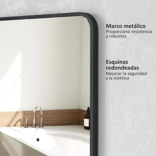 Espejo de Baño Rectangular con Marco Metálico Espejo Decorativo para Dormitorio Comedor o Entrada 50x70 cm Negro [5]