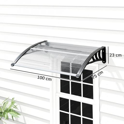 Marquesina Exterior para Puerta y Ventana 75x100 cm contra Sol y Lluvia con Soporte de Aleación de Aluminio Transparente [6]