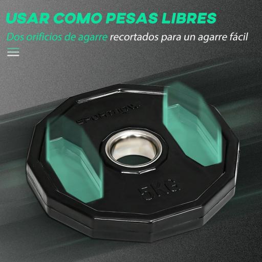 Conjunto de 2 Discos de Pesas de 5 kg con Orificio de 50 mm para Entrenamiento de Fuerza Ø24x3,5 cm Negro [3]