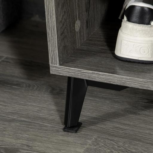 Perchero con Zapatero Perchero Entrada Recibidor con 3 Ganchos 2 Puertas 2 Compartimientos y Estante 60x34x170 cm Gris [7]