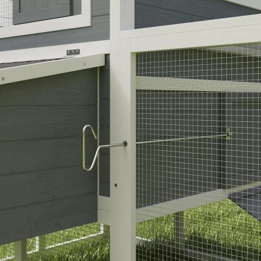 Gallinero de Madera con Perchas Columpio Nidos y Bandeja Extraíble 315,5x150,5x140,5 cm Gris [7]