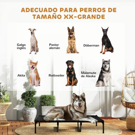 Cama Elevada para Perros Grandes Cama para Perros con Zona de Malla Transpirable y Bolsa 122x92x23 cm Negro [2]