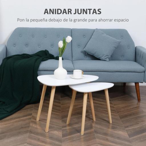 Juego de 2 Mesas Auxiliares Mesas Nido para Salón Dormitorio Oficina 59,5x39,5x45 cm y 44,5x28,5x40 cm Blanco [2]