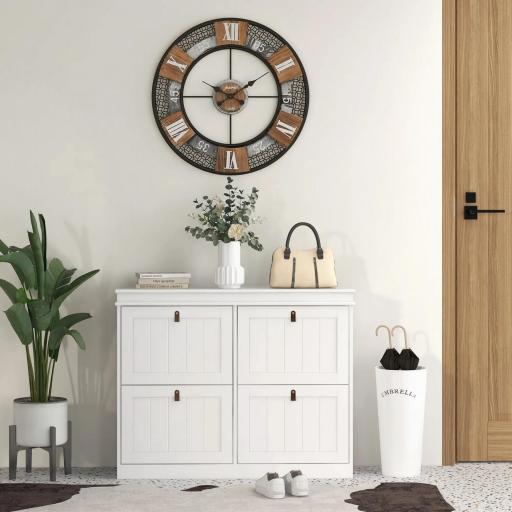 Zapatero Estrecho con 4 Puertas Abatibles y Estantes Ajustables para 20 Pares de Zapatos con Antivuelco 105x24x82,5 cm [6]